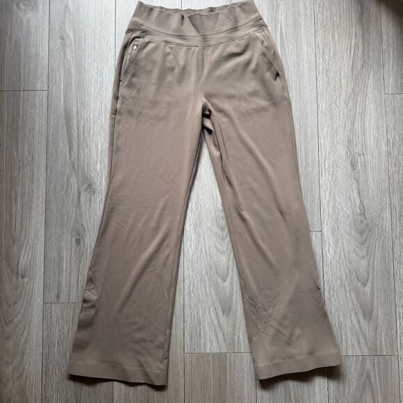 Athleta Pants Womens M Beige Venice Flare Leg Slit Hem High Rise Office Commute - Picture 1 of 14